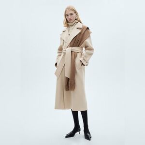 MANGO Maxi Lapel Manteco Wool Coat Light/Pastel Grey